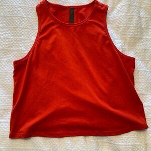 red flowy tank top